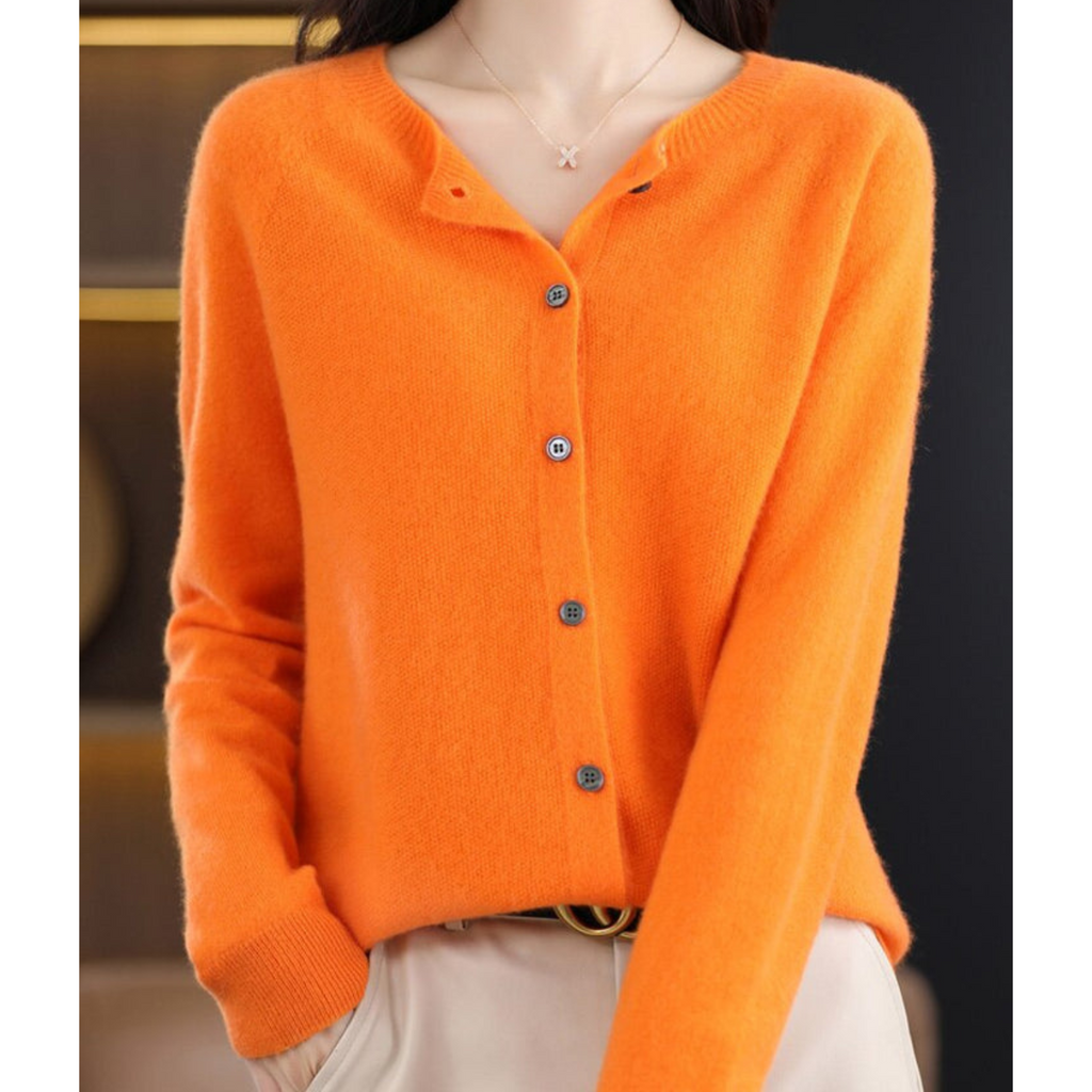 Adelaide wool blend cardigan in orange