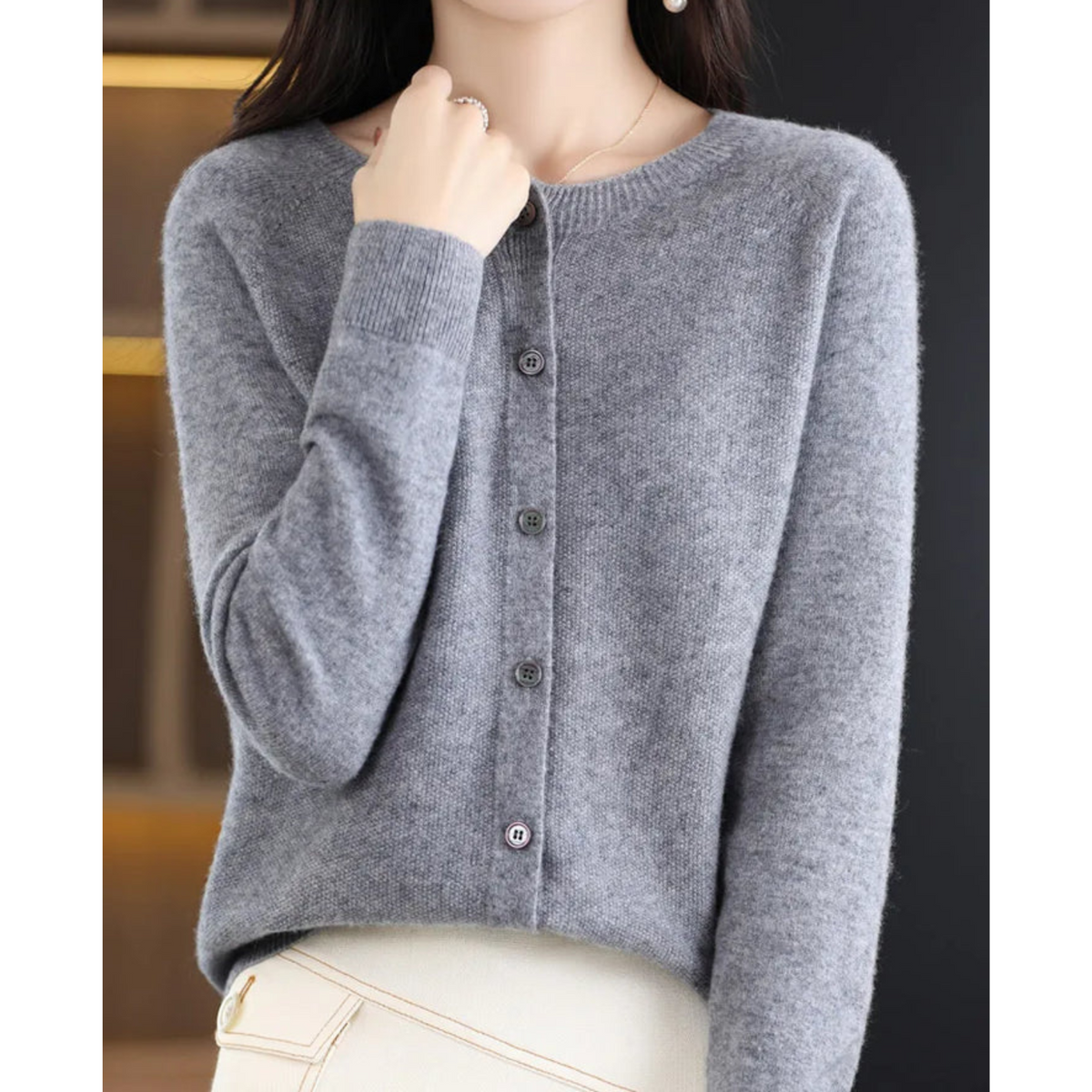 Adelaide wool blend cardigan in gray