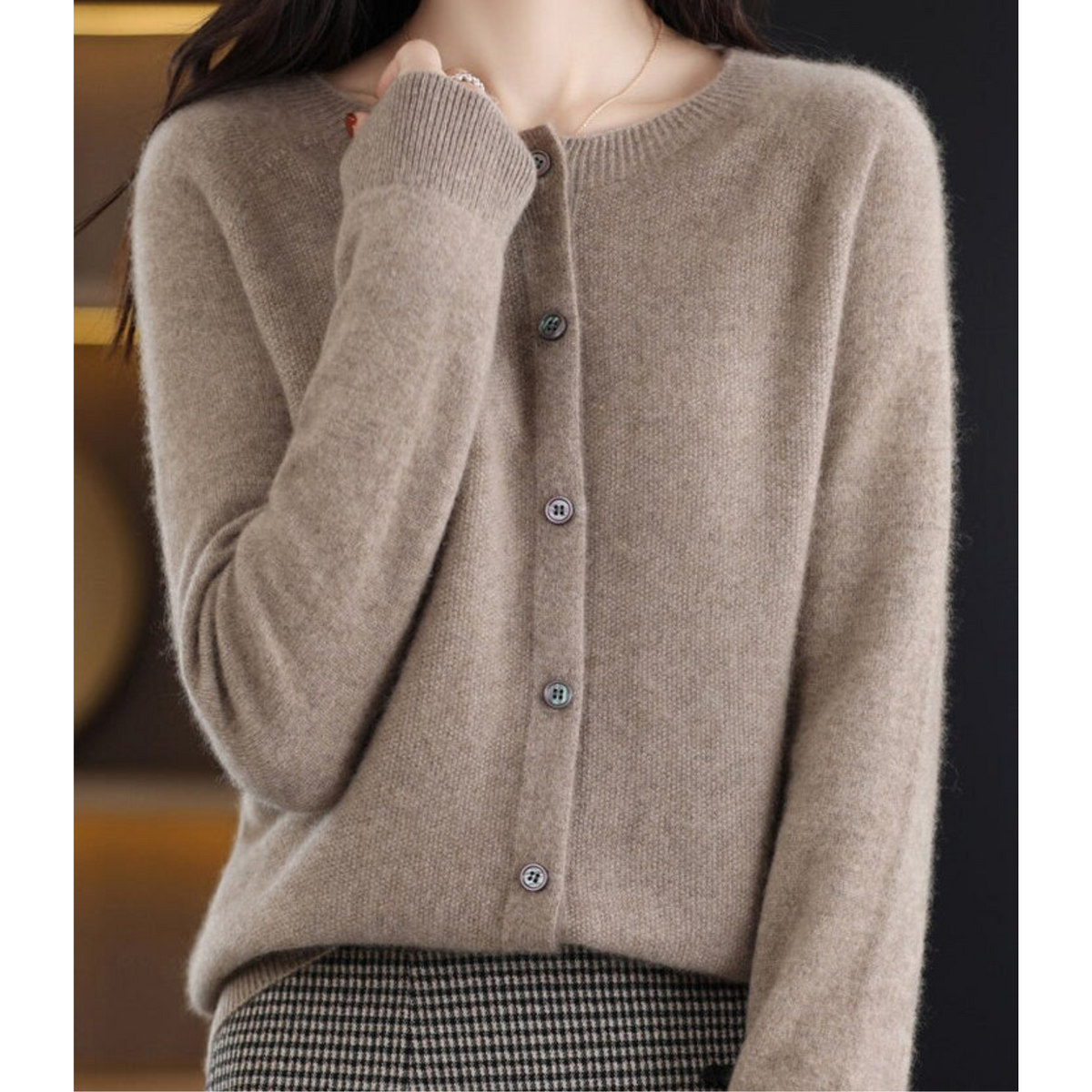 Adelaide wool blend cardigan in brown