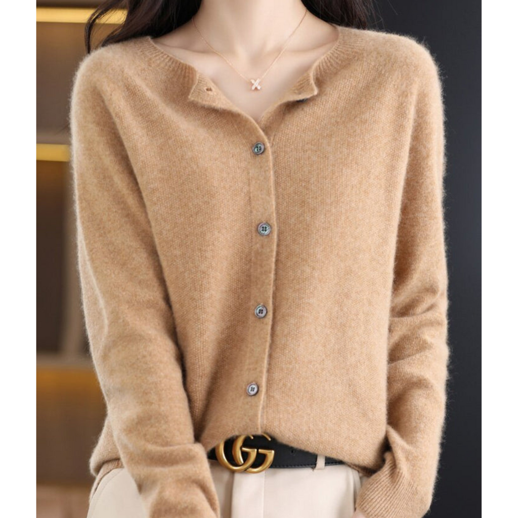 Adelaide wool blend cardigan in light brown