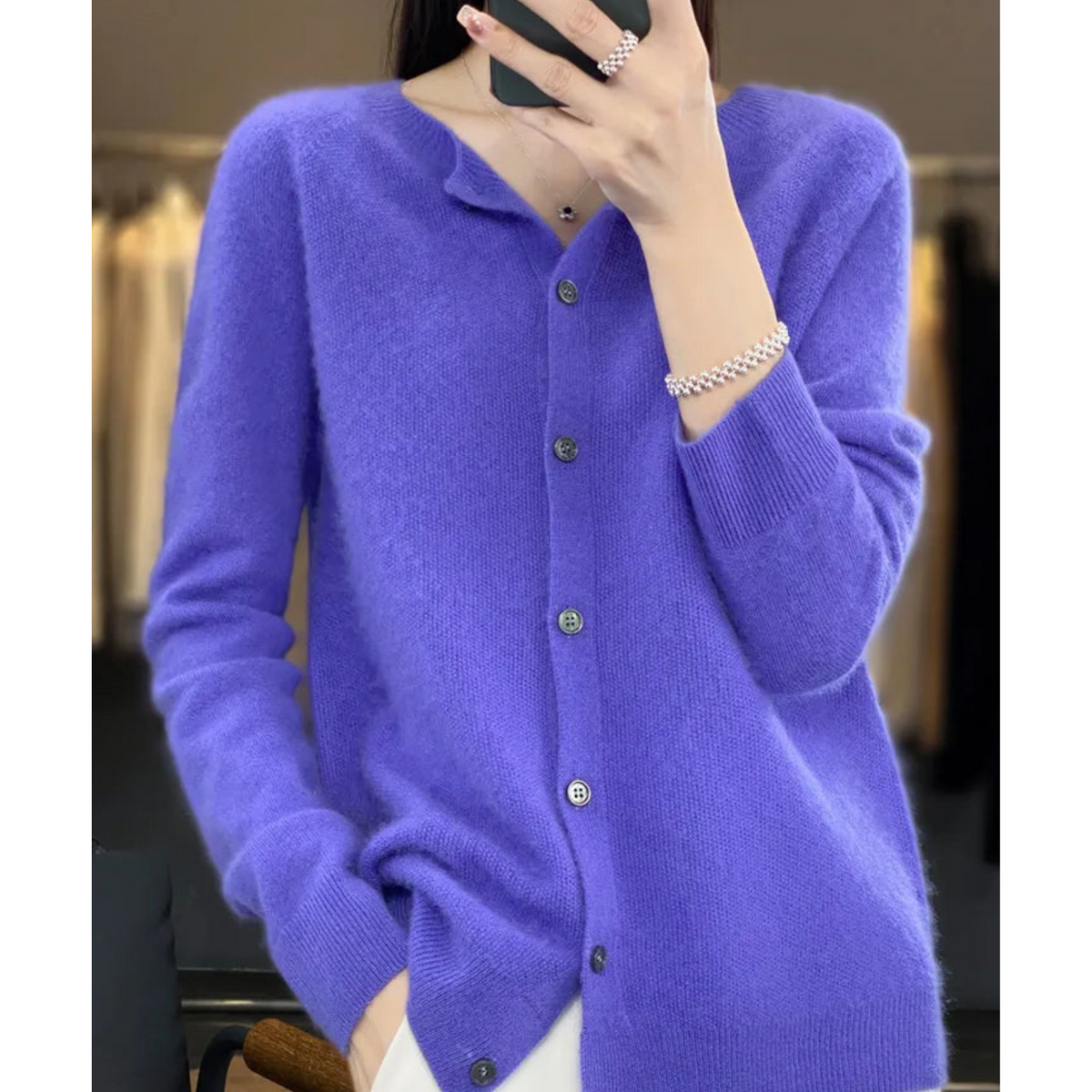 Adelaide wool blend cardigan in dark blue