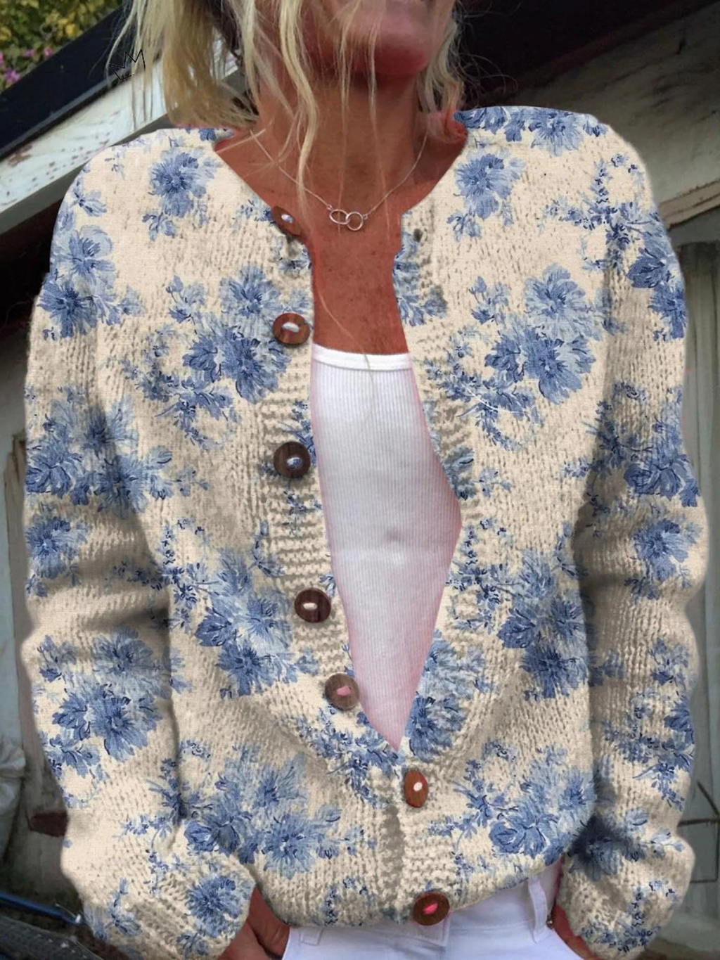 Daysie – Vintage Floral Knit Cardigan Sweater | Soft Stretch Layer