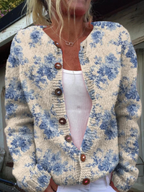 Daysie – Vintage Floral Knit Cardigan Sweater | Soft Stretch Layer