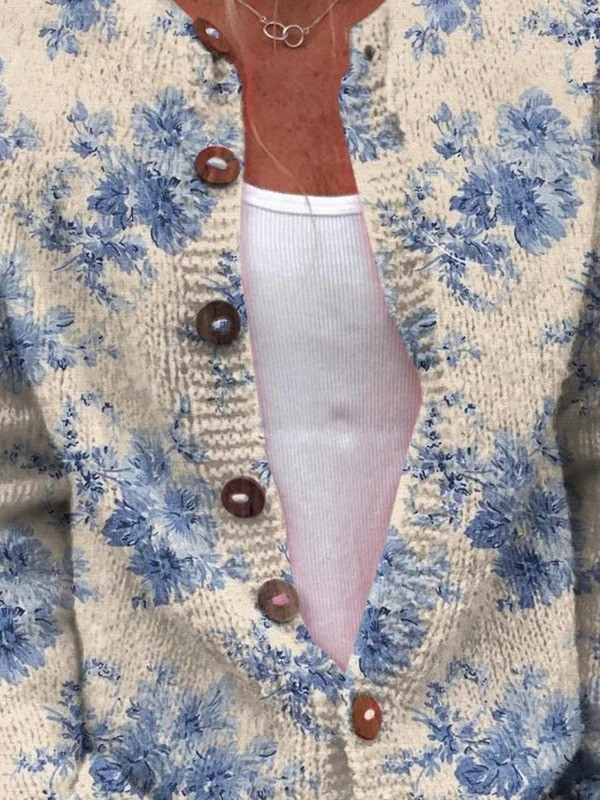 Daysie – Vintage Floral Knit Cardigan Sweater | Soft Stretch Layer