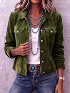 Amandria – Vintage Wash Button Up Jacket | Chest Pockets, Classic Cut