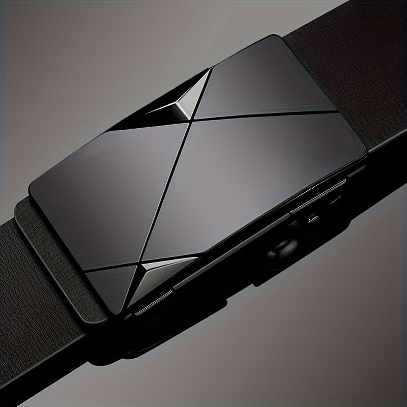 Preston automatic buckle leather belt, back view