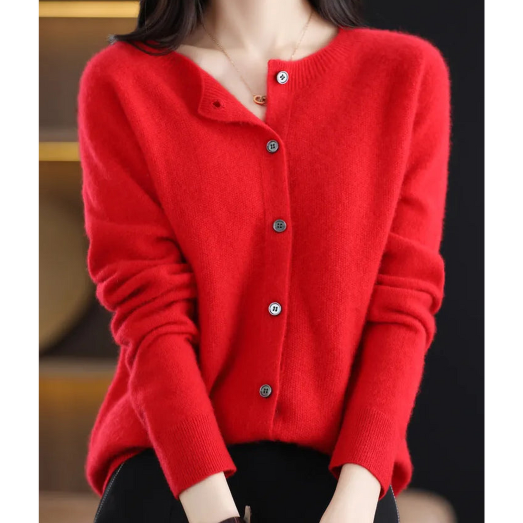Adelaide wool blend cardigan in red