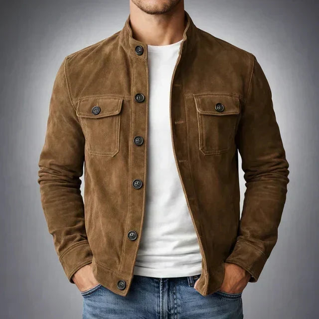 Classic Suede Jacket – Freddie | Structured Fit with Chest Pockets