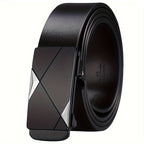 Preston automatic buckle leather belt, full length view