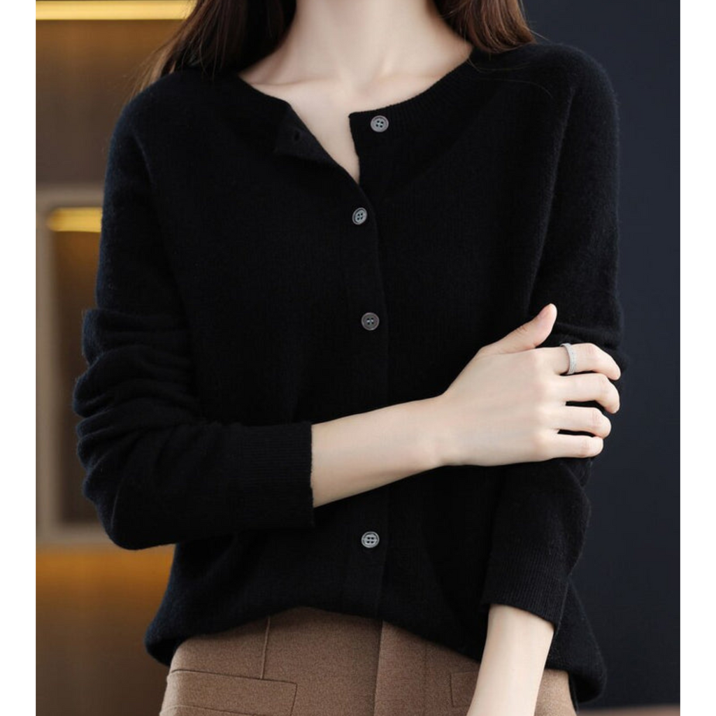 Adelaide wool blend cardigan in black