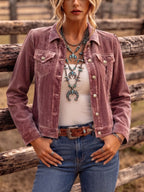 Amandria – Vintage Wash Button Up Jacket | Chest Pockets, Classic Cut