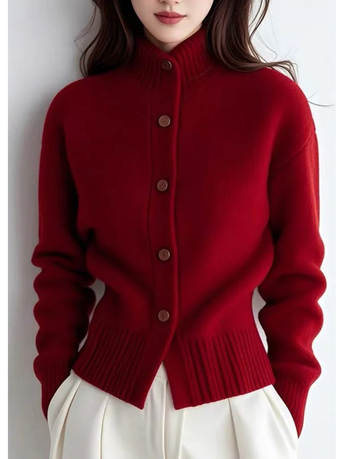 Rosalie Mock Neck Button Front Knit Cardigan – additional view 2