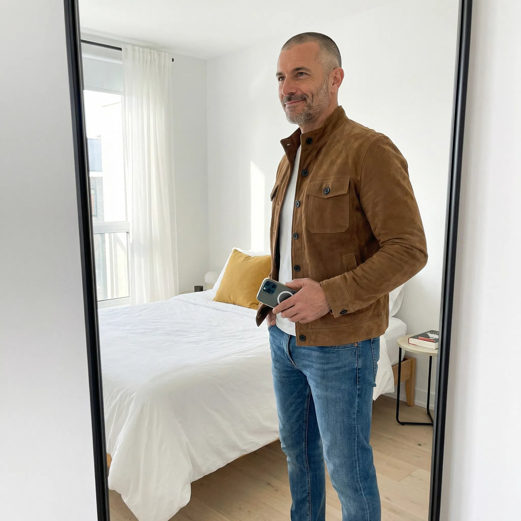 Classic Suede Jacket – Freddie | Structured Fit with Chest Pockets