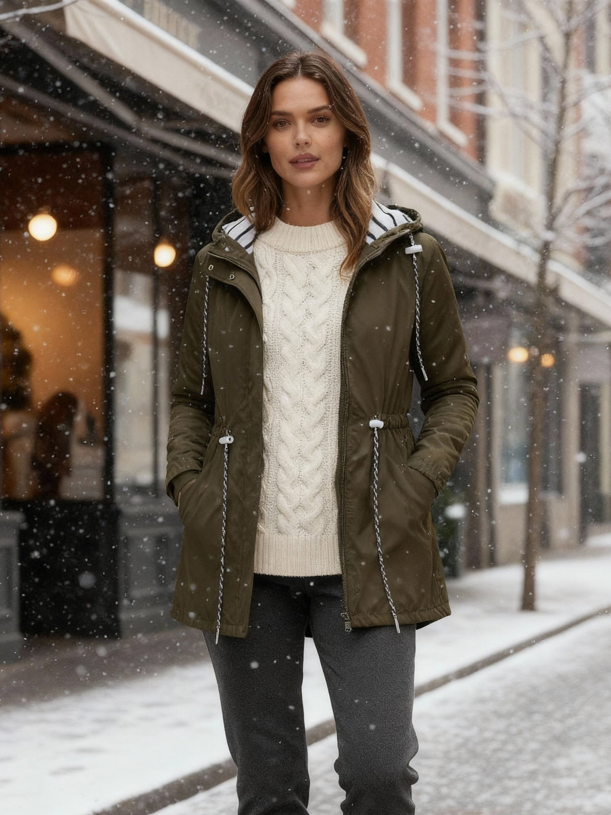 Quinn Long Waterproof Rain Jacket in Green