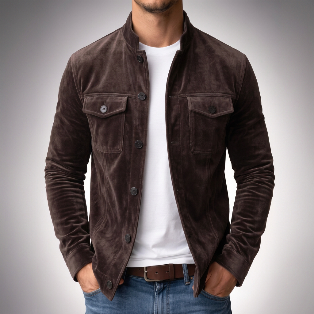 Classic Suede Jacket – Freddie | Structured Fit with Chest Pockets