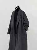 Women's Oversized Long Wool Blend Coat in Black Gray