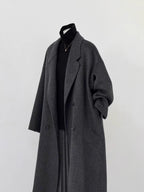 Women's Oversized Long Wool Blend Coat in Black Gray
