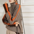 Odessa – Striped Turtleneck Sweater | Contrast Knit Pullover