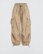 Women's Balloon Leg Cargo Pants in Apricot