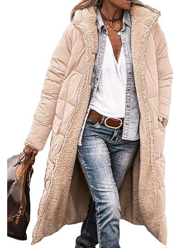 Maya – Long Cozy Coat | Double-Sided Teddy-Lined Layer