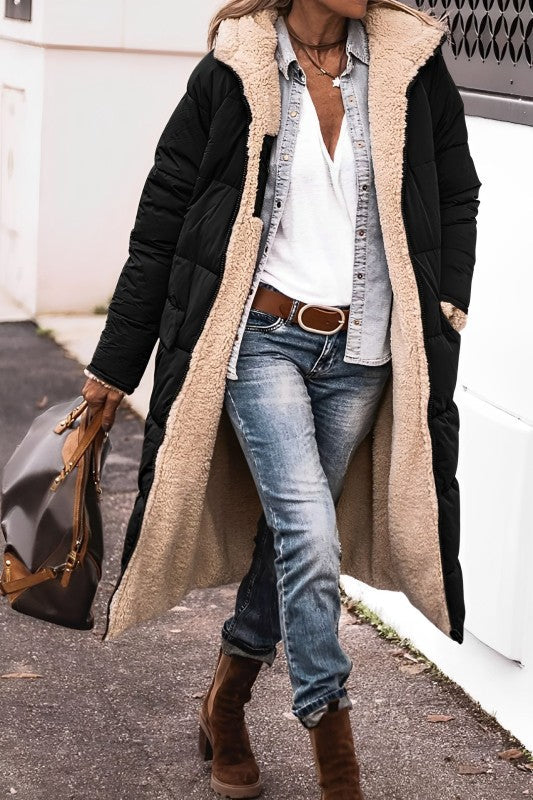 Nadine long teddy-lined coat