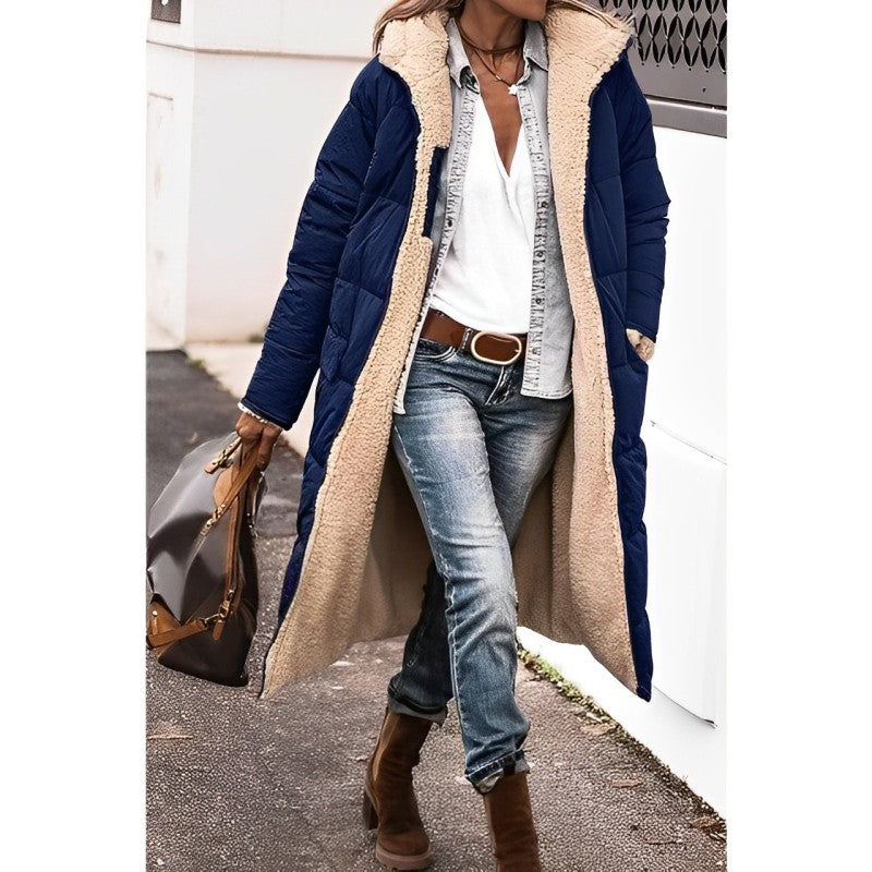 Maya – Long Cozy Coat | Double-Sided Teddy-Lined Layer