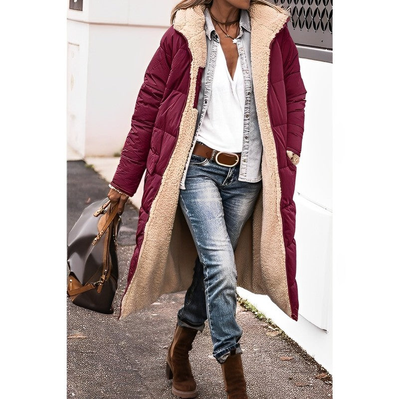Nadine long teddy-lined coat