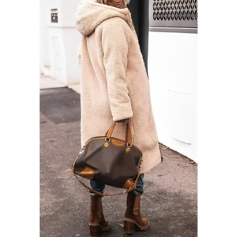 Nadine long teddy-lined coat