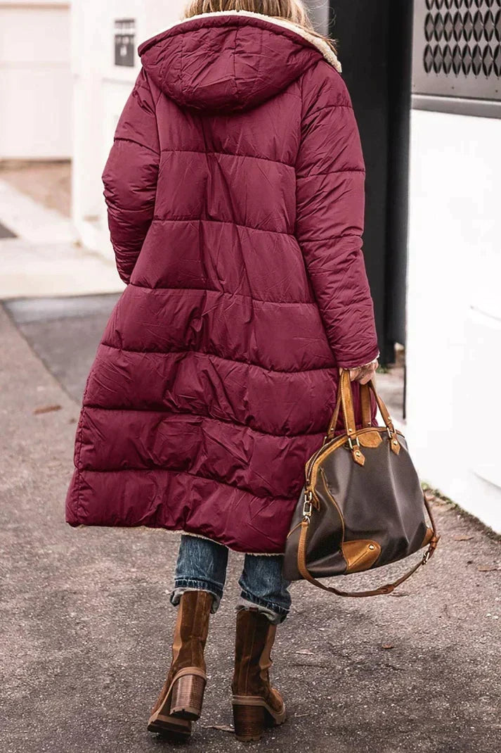 Nadine long teddy-lined coat