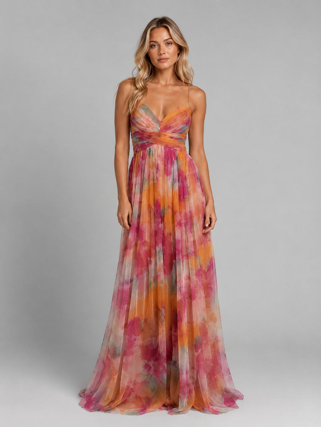 Women's Floral Chiffon V-Neck Maxi Dress | Wedding Guest & Summer