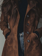 Beatrice vintage suede trench coat, detail view