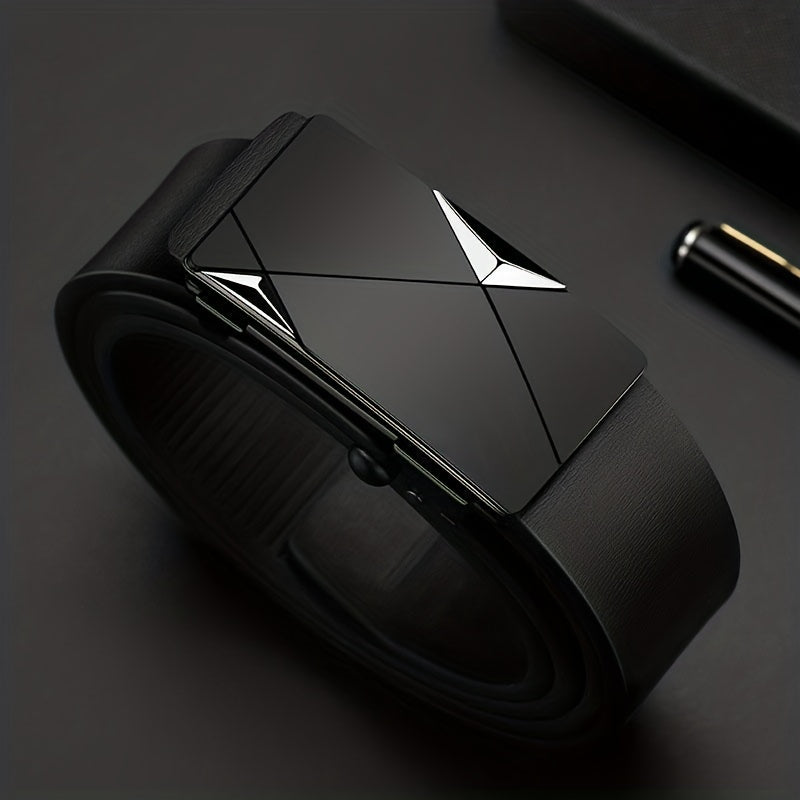 Preston automatic buckle leather belt, second detail view
