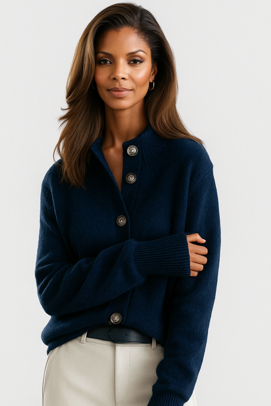 Penelope classic button cardigan in blue
