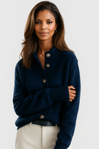 Penelope classic button cardigan in blue