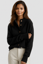 Penelope classic button cardigan in black