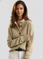 Penelope classic button cardigan in beige