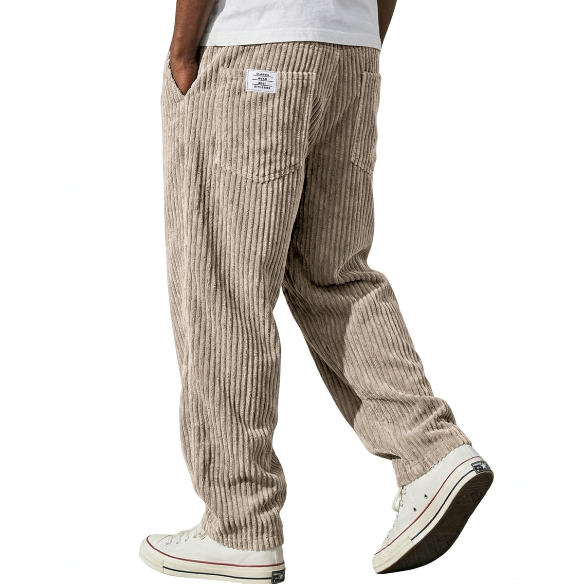 Marcus retro corduroy straight-leg pants by Cole & May - back view