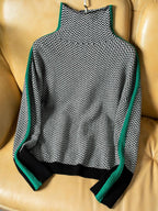 Odessa – Striped Turtleneck Sweater | Contrast Knit Pullover