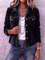 Amandria – Vintage Wash Button Up Jacket | Chest Pockets, Classic Cut
