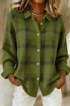 Rosalind checkered knit cardigan in green