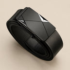 Preston automatic buckle leather belt in silver