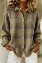 Rosalind checkered knit cardigan in brown