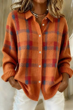 Rosalind checkered knit cardigan in orange